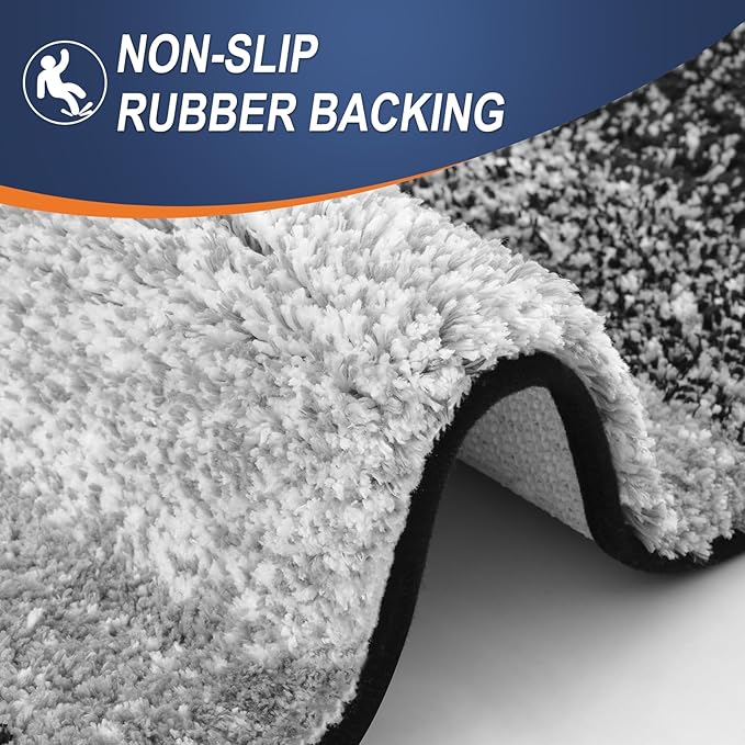 OLANLY Bathroom Runner Rugs Mat 47x17, Extra Soft Absorbent Microfiber Bath Rugs, Rubber Backing, Quick Dry, Washable Long Bath Mats for Bathroom Floor, Tub and Shower, Home Decor Accessories, Black