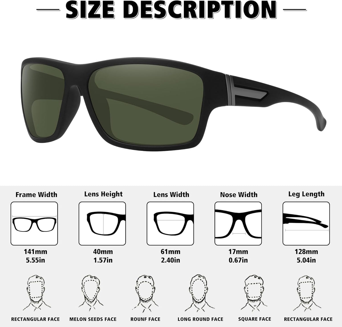 STORYCOAST Polarized Sports Sunglasses for Men Women Unbreakable Frame Cycling Fishing Driving