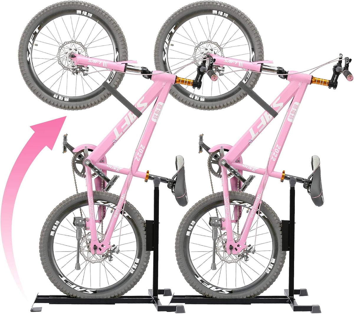 Bike Stand,Vertical Bike Rack For Indoor Bike Storage,Upright Bicycle Stand Floor.Heavy Duty Bike Holder With PVC Coating.Suit 24"-29" MTB,Hybrid and Road Bike,Patent Application. (2 Pack)