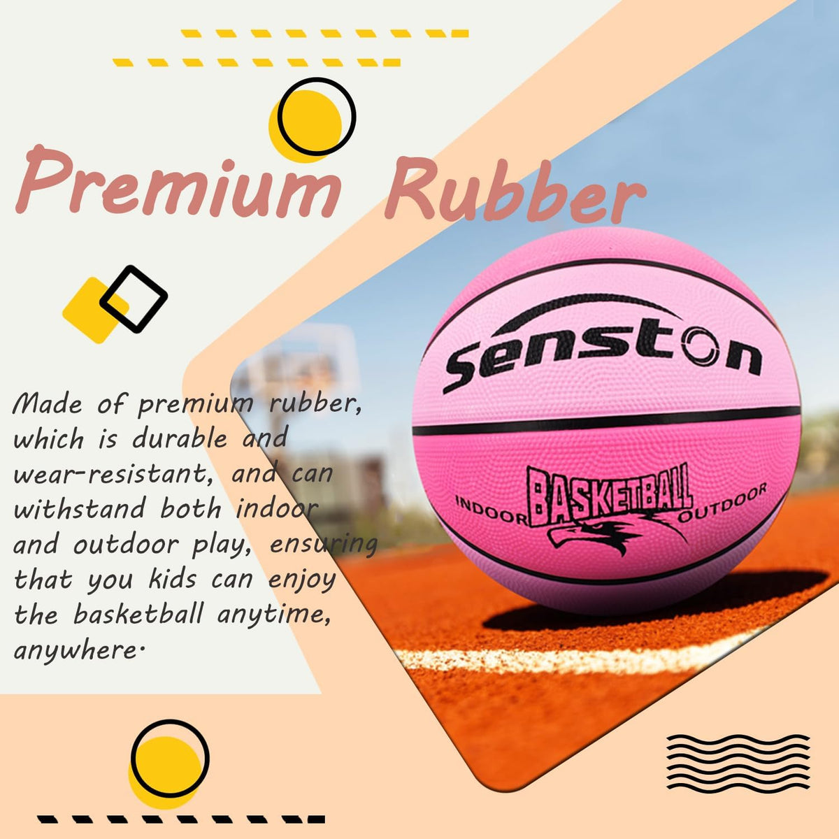 Senston Kids Basketball Balls Size 3/5/7 Basketballs Indoor Outdoor 27.5/29.5 inch Basketball Gifts for Kids/Girls/Boys