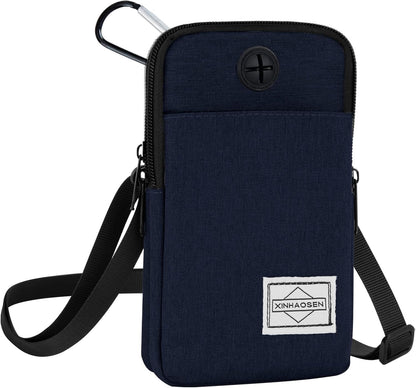 Cell Phone Purse Waist Pack Bag Travel Crossbody Bag Wristband Sport Armband Wallet with Removable Shoulder Strap (Navy Blue)