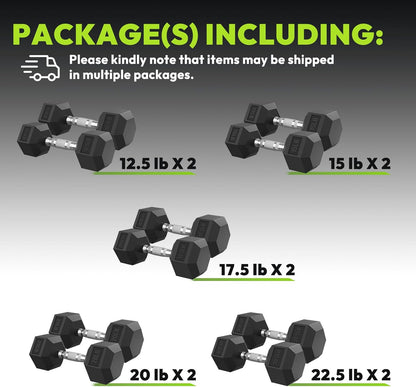 Hex Dumbbell Set, 30-480 lb Set Rubber Encased Exercise & Fitness Dumbbells, Weights Dumbbells Set, Hand Weight for Strength Training