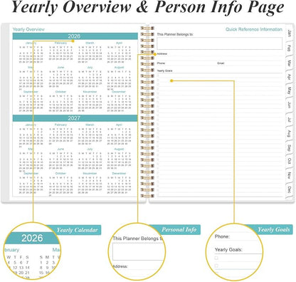 Daily Planner 2026-2027 Full Page Per Day- 2026-2027 Daily & Monthly Planner from July 2026 to June 2027, Day Planner 2026-27 with 12 Months Tabs, 8.5" x 11", Black Flowers