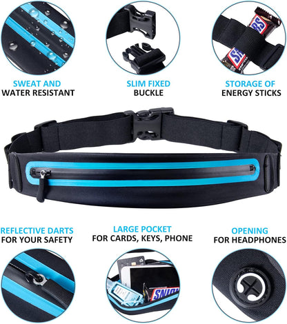 Running Belt Fanny Pack, Running Waist Pack for Women & Men USA Patented Hands-Free Reflective Runner Pouch Belt Fitness Workout Bag No-Bounce Adjustable Sport Travel Fanny Pack Cell