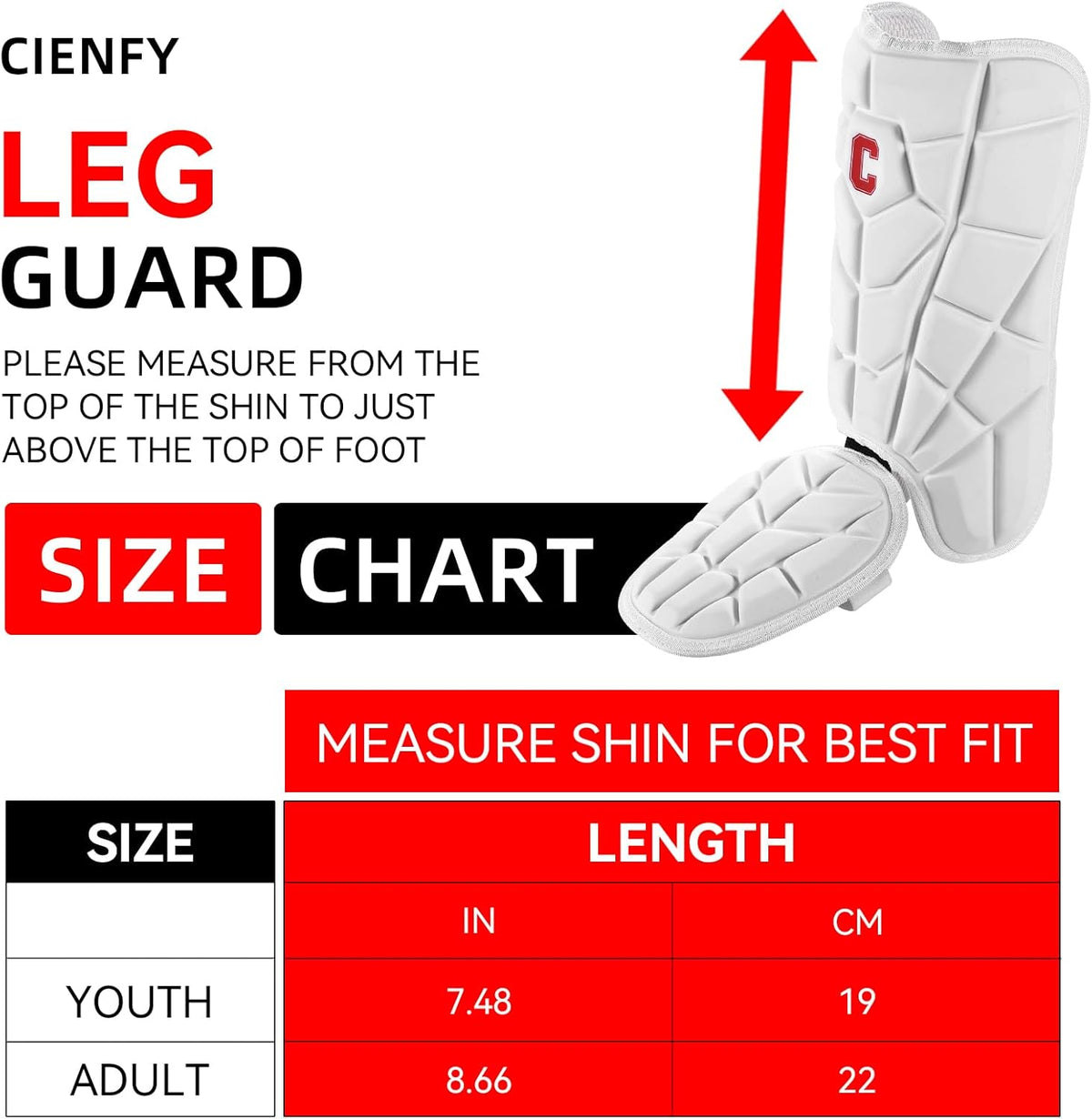 Batter’s Baseball Leg Guard with Adjustable Straps - for Youth and Adult