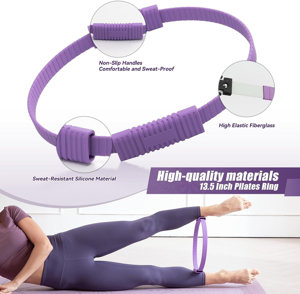 Pilates Ring Circle, 14" Magic Circle Pilates Rings for Focusing on Toning Inner Thighs, Arms, and Core, Fitness Exercise Ring Workout Ring for Yoga and Pilates