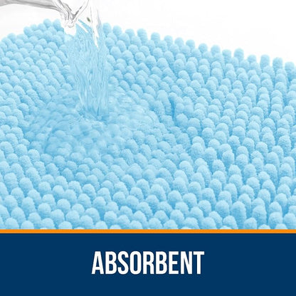 OLANLY Large Bathroom Rugs 70x46, Extra Soft Absorbent Chenille Bath Rugs, Rubber Backing Quick Dry, Machine Washable Bath Mats for Bathroom Floor, Tub and Shower, Home Decor Accessories, Sky Blue