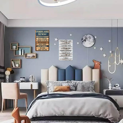 Motivational Metal Tin Sign - 8 Powerful Words for The Day Posters - Inspirational Wall Art Positive Quotes for Home Gym Office Classroom Decor Durable Rustic Wall Decor for Teens Adults 8x12 Inch