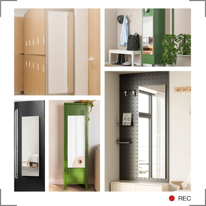 63"x20" Magnetic Mirror Lightweight Full-Length Mirror | Strong Adhesion, Easy Installation | Suitable for Refrigerators, Glass Walls, Wooden Doors, and More | 2.8LBS Ultra-Strong Support, White