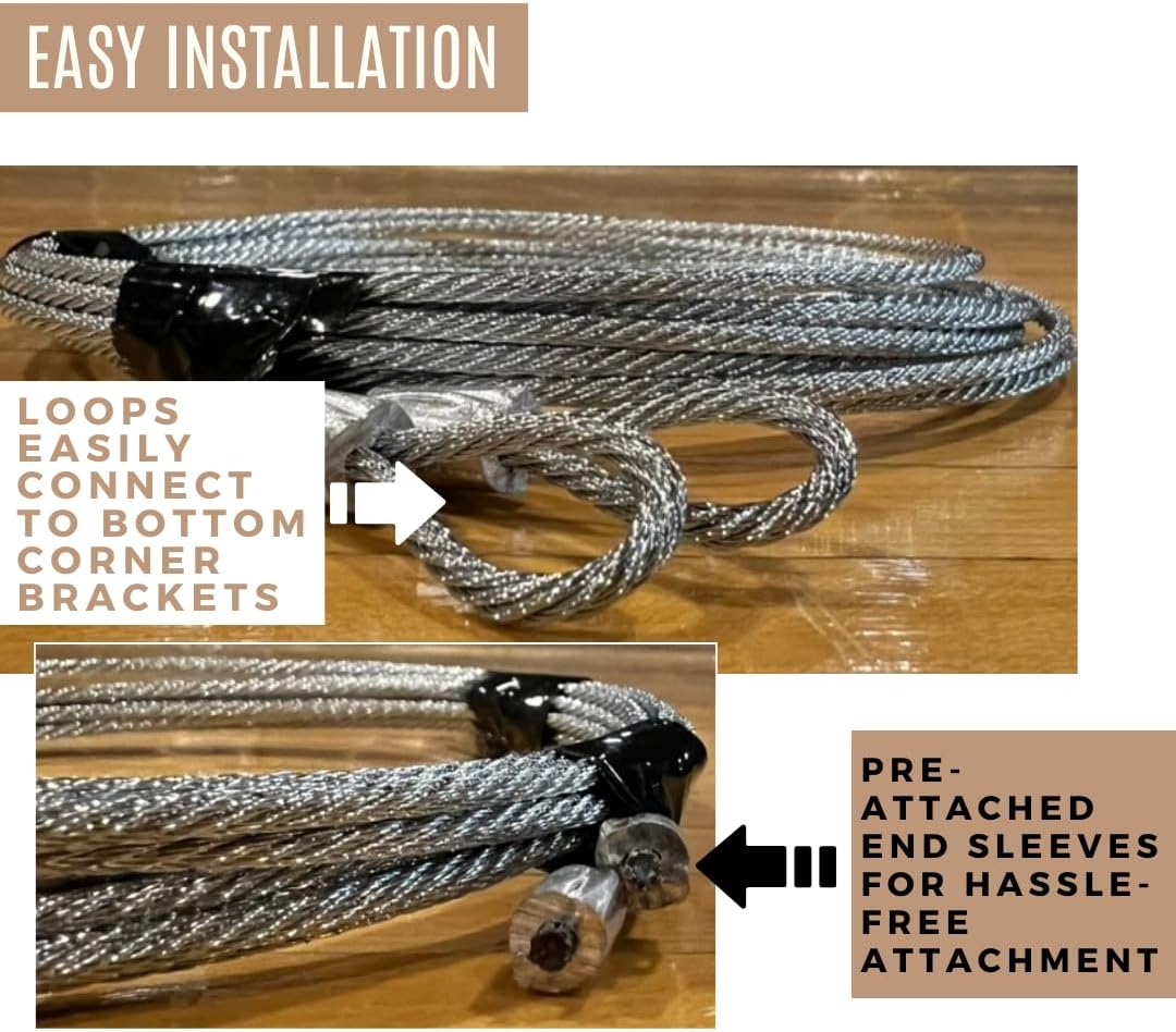 Torsion Cable 7 Foot 1/8" Thick for Garage Door Opener Torsion Cable Spring Replacement Kit, Heavy-Duty Steel Wire Cable for Overhead Sectional Garage Doors & More, Repair Hardware, Rust Proof Pair