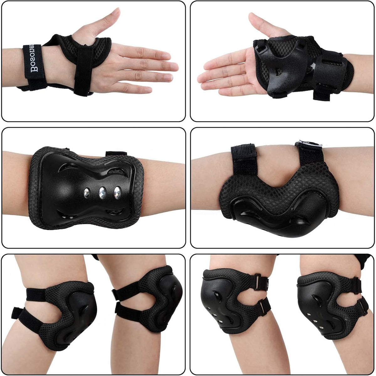 BOSONER Kids/Youth Knee Pad Elbow Pads Guards Protective Gear Set for Roller Skates Cycling BMX Bike Skateboard Inline Skatings Scooter Riding Sports