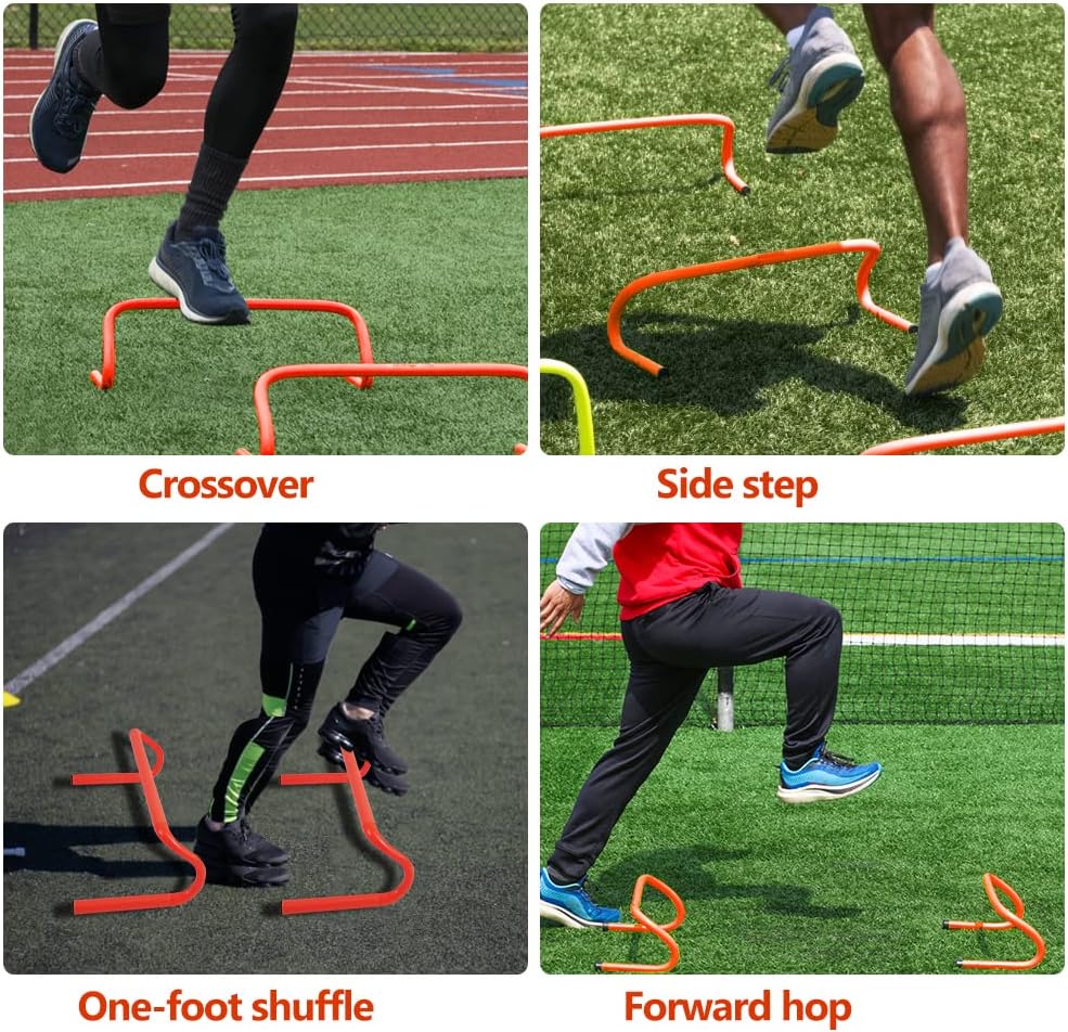 Speed & Agility Ladder Training Equipment Set, Includes 12 Rung 20ft Agility Ladder, 4 Agility Hurdles,12 Disc Cones, 1 Resistance Parachute for Training Football Soccer Basketball Athletes