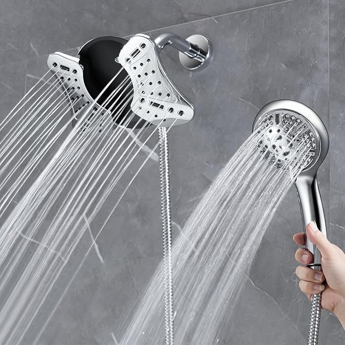 GRICH 2.5GPM Shower Head with Handheld Spray Combo: 2 in 1 Rainfall Shower Heads high pressure & Handheld Shower Head, 9 Spray Modes/Settings Detachable Shower Head with 60 Inch Hose
