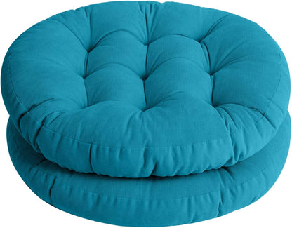 Tiita Floor Pillow Cushion, Round Seat Cushion, Outdoor Floor Pad, Meditation Cushion for Yoga Living Room Sofa Balcony, Set of 2, 22x22 Inch, Blue