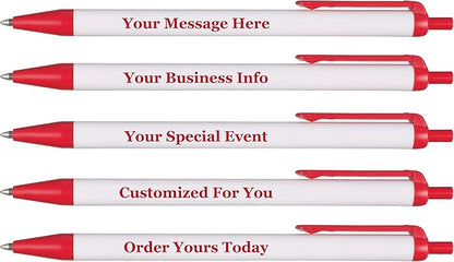 RevMark Personalized Ballpoint Pen, Custom Printed Name, Business or Event Information, Timeless Advertising, USA Made Pens, Promotional Marketing, Smooth Black Ink, Bulk Pack (Red,100 Ct.)