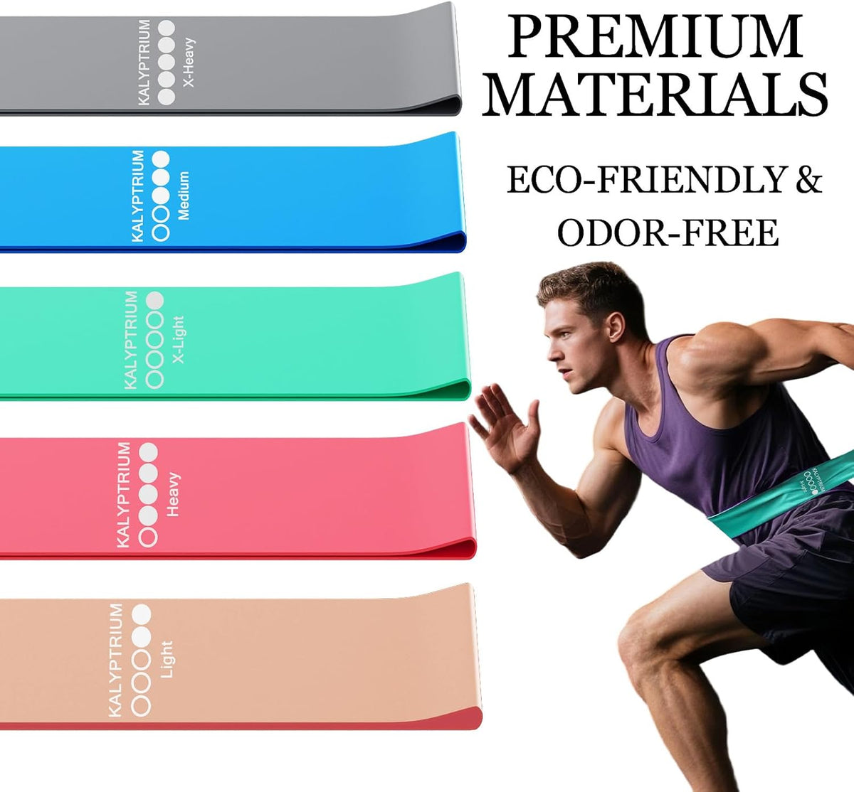 Resistance Bands Set – 5-Level Exercise Bands for Physical Therapy/Yoga/Pilates/Strength Training/Home Fitness Loop Bands with Portable Storage Bag