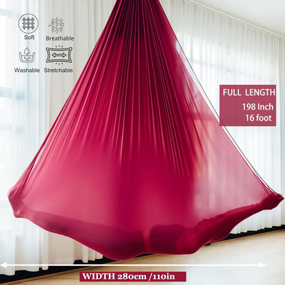 F.Life Aerial Silk Yoga Hammock & Swing for yoga Inversion,Strength training,starter hardware kit