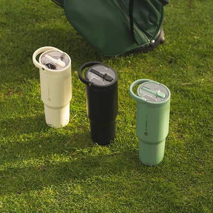 HydroJug Sport - Stainless Steel Tumbler with Straw, Vacuum Insulated, 40oz Leakproof Water Bottle, Ergonomic Design, Reusable, Dishwasher Safe, Rubber Base, Durable for Gym or Outdoors, Sage