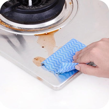 Blue Disposable Kitchen Cleaning Towel Heavy Duty Cleaning Rags Disposable Dish Cloths 50 Count/Pack