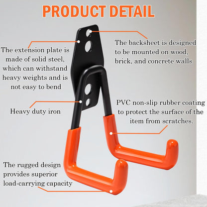 vivicreate 10 Pack Heavy Duty Garage Hooks Wall Mounted Steel Utility Storage Hooks for Tools Ladders Bikes Cables Equipment Organizer for Garage Taller Sótano Ganchos de Almacenamiento