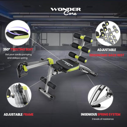 WONDER CORE 2 Total Gym Machine, Ab Workout Equipment, Adjustable Ab Machine for Stomach Workout, Sit Up Exercise Equipment for Home Workouts, Abdominal Trainer, Ab Lounger Exercise Chair