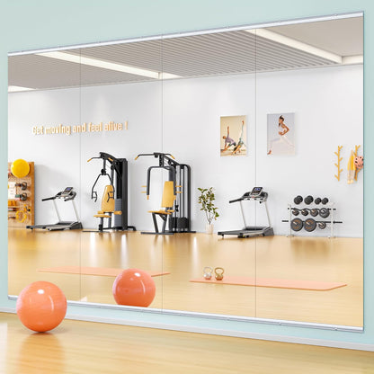 Hasipu Home Gym Mirror 79" L x 36" W - 2PCS Large Full Body Mirror for Yoga, Wall-Mounted Mirrors for Fitness, Garage, Dance Studio, 0.16in Tempered Glass Frameless