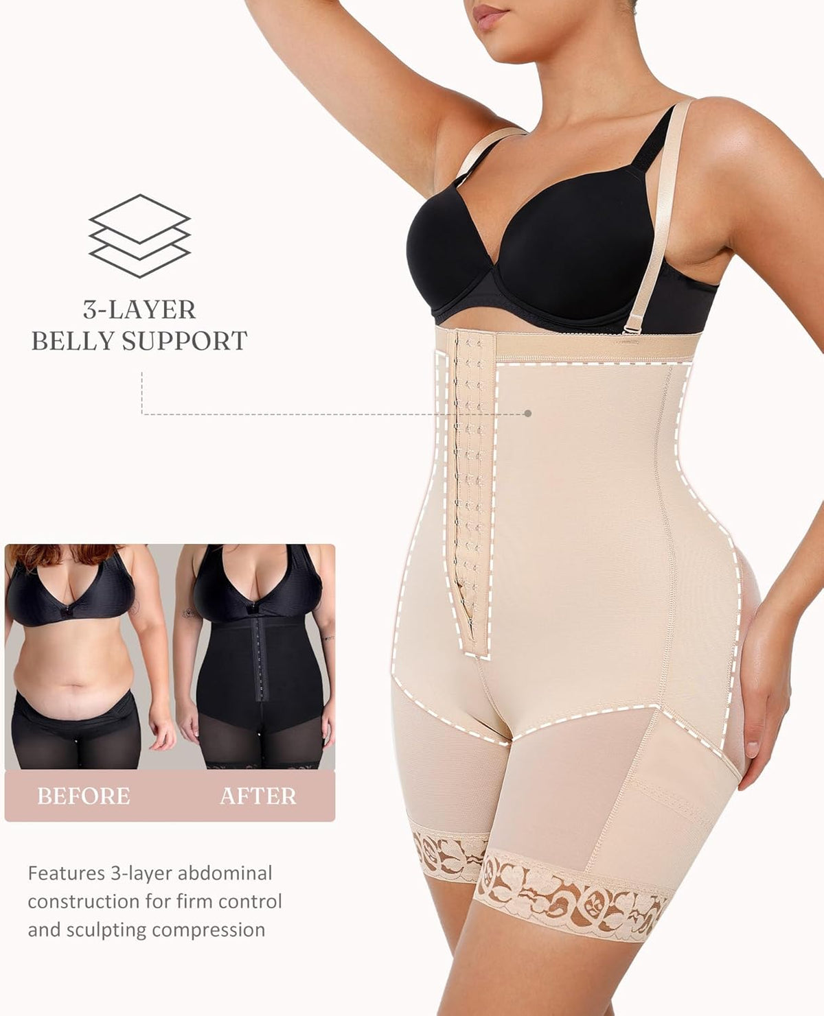 FeelinGirl Faja Body Shaper Tummy Control Shapewear for Women Butt Lifter Post Surgery Fajas Postparto Para Mujer