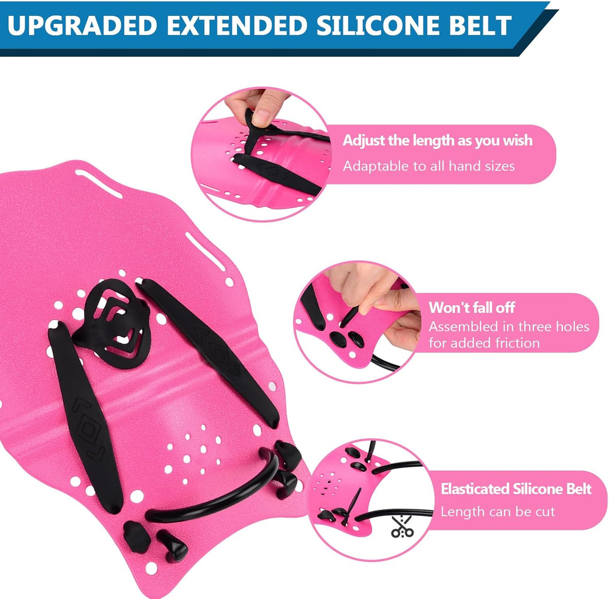 Hikeen Swim Paddle Hand for Adult and Junior, Swim Training Hand Paddles with Adjustable Straps, Swimming Hand Paddles for Training