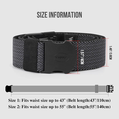 WHIPPY Mens Elastic Stretch Belt Unisex Adventure Web Belt for Women Men with Non-Metal Buckle Adjustable Belts