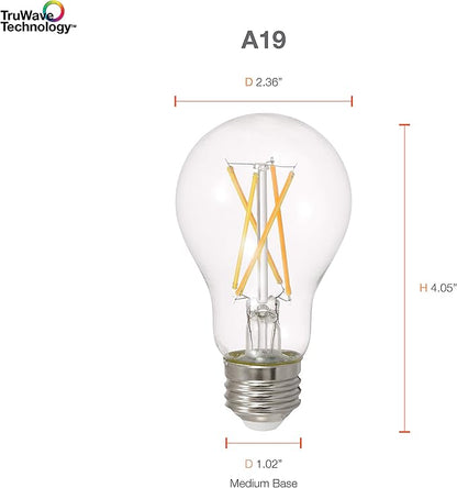 Sylvania Led Truwave Natural Series A19 Light Bulb, 75W Equivalent, Efficient 11W, 1100 Lumens, Dimmable, Clear, 2700K, Soft White - 6 Pack (40807)