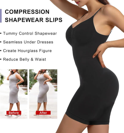SHAPERX Strapless Shapewear Dress for Women Tummy Control Seamless Full Body Shaper Slip with Removable Straps