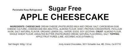 Andy Anand Sugar Free Apple Cheesecake 9" - Crafted with Real California Cream Cheese, Fresh and Natural Ingredients, Amazingly Delicious, Perfect for Diabetics & Dessert Lovers (2 lb)
