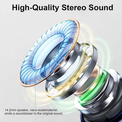 Bluetooth 5.4 Headphones, 2025 Wireless Earbuds 3D Hi-Fi Stereo Bass Ear Buds, 4 ENC Noise Cancelling Mic, 40H USB-C in-Ear Earphone Sport, 3g IP-X7 Waterproof Workout Gym for Android iOS Laptop Pad