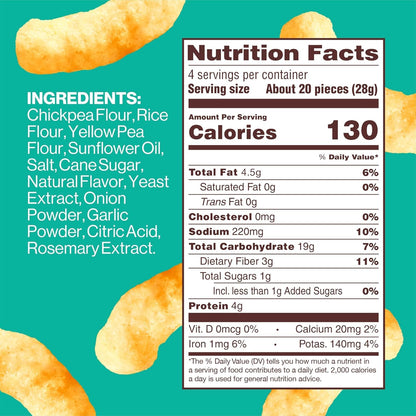 Hippeas Chickpea Puffs, Groovy White Cheddar, 4 Ounce (Pack of 6), 4g Protein, 3g Fiber, Vegan, Gluten-Free, Crunchy, Plant Protein Snacks