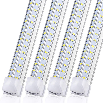 8Ft LED Shop Light Fixture, 120W Integrated LED Tube Light,18000LM, 6000-6500K, Clear Cover,High Output,Four Row V Shape 270 Degree LED Lighting for Warehouse Workshop, 10Pcs