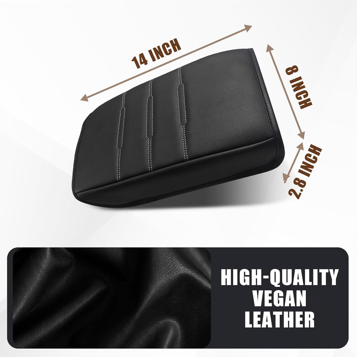 Muslogy Center Console Cover Compatible with 23 24 2025 2026 Honda CR-V Accessories CRV Hybrid LX EX EX-L Sport Touring Armrest Cover Lid Cushion Protector Vegan Leather Extra Soft(Black/White Trim)