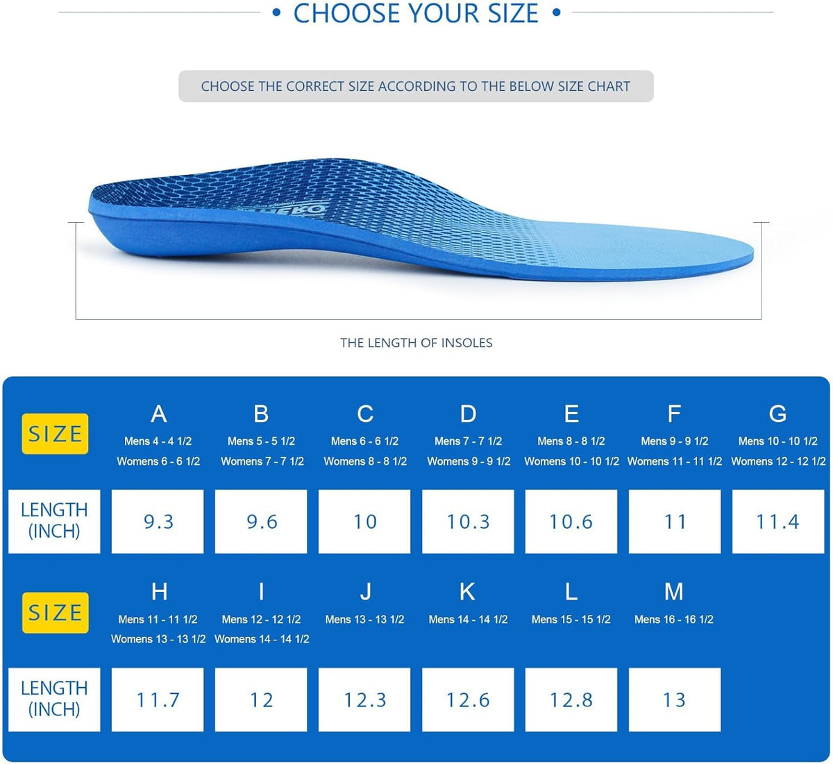 Plantar Fasciitis Feet Insoles Arch Supports Orthotics Inserts Relieve Flat Feet, High Arch (Mens 15-15 1/2)