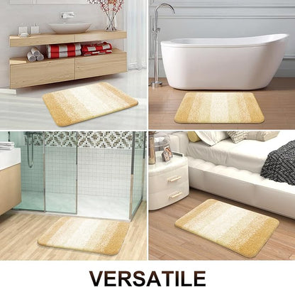 OLANLY Bathroom Runner Rugs Mat 47x24, Extra Soft Absorbent Microfiber Bath Rug, Rubber Backing, Quick Dry, Washable Long Bath Mats for Bathroom, Tub and Shower, Home Decor Accessories, Light Yellow