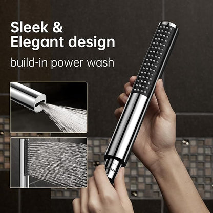 Veken 10" Luxurious All Metal Rain Shower Head with Handheld, High Pressure Rainfall Shower Heads wih Extension Arm, Wide Dual Showerhead with Spray Combo, Bathroom Accessories, Chrome, Silver