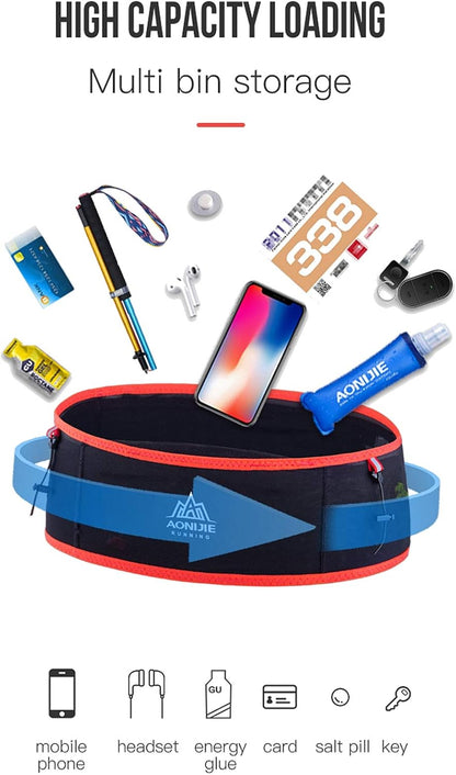 AONIJIE Hydration Belt Running Fanny Pack, with 250ml Soft Water Bottle Flask Phone Holder for Trailing Running Climbing Jogging Cycling Workout Fitness 3 Colors (Blue, M/L)