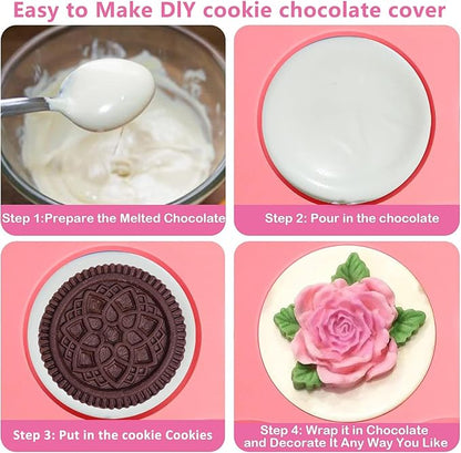 Sidosir 2Pcs Oreo Cookie Chocolate Silicone Mold, 7-Cavity Round Cylinder Oreo Chocolate Cover Molds for Candy, Silicone Baking Molds for Mini Cakes, Jelly