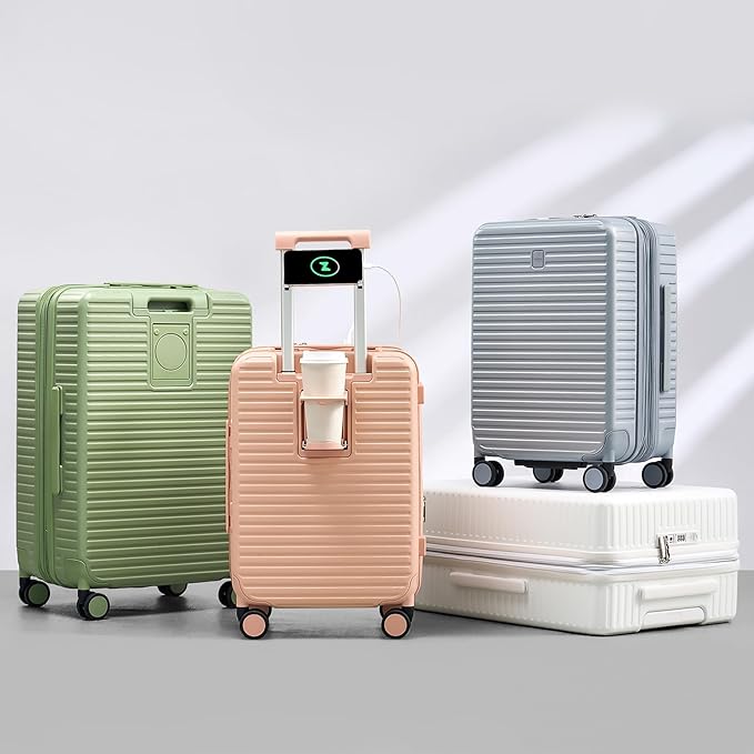 Hard Shell Suitcases Expandable Luggage 28 Inch, Large Checked Luggage Check In Travel Luggage with Spinner Wheels Cup Holder Charger Built in Lightweight Suitcase, Pink
