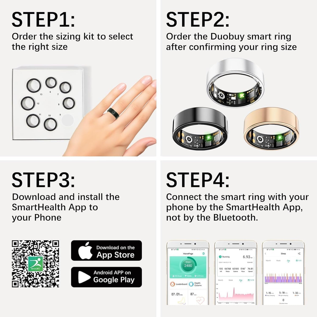 Smart Health Rings for Women Men, Fitness Tracker with Heart Rate, Blood Oxygen, HRV, Sleep Tracker, Step Tracker, No Subscription Fee, IP68 Waterproof Smart Ring for iphone & Android (Black 14#)