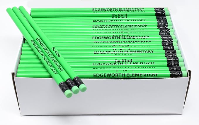 Pencil Guy Promotional Personalized Green Neon Round Pencils