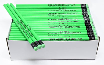 Pencil Guy Promotional Personalized Green Neon Round Pencils