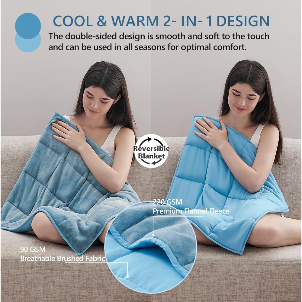 L'AGRATY Weighted Lap Blanket 5lb: Small Weighted Blankets for Adults Portable Travel - Cooling Pad Blanket for Relaxation Sleeping - Cozy Lap Washable All-Season(29" x 24")