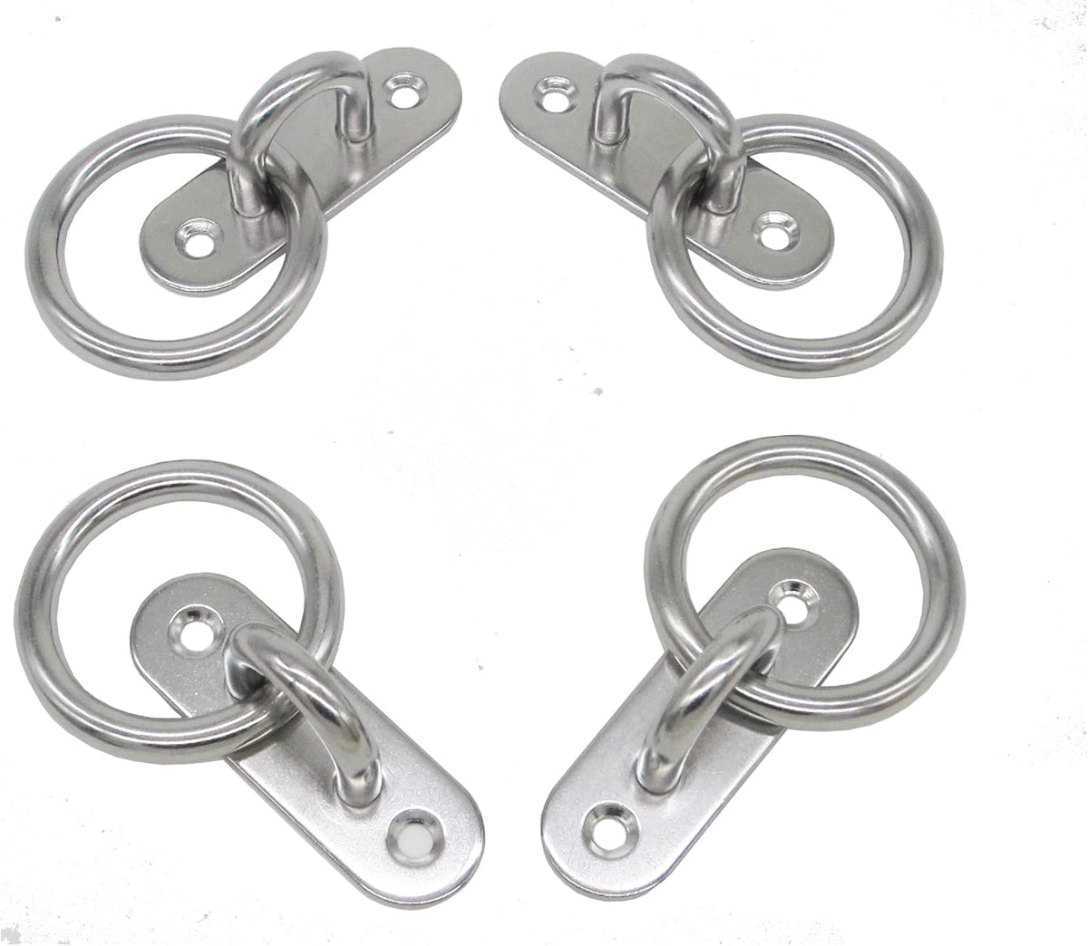 Stainless Steel Ceiling Hooks & Wall Hangers with Rings - Heavy Duty M8 Screw Mount, Rust-Proof Anchor Straps for Garage, Outdoor, Storage (4-Pack)
