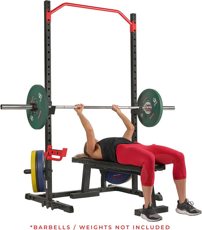 Sunny Health & Fitness Multifunctional Strength Training Home Gym – Complete Workout Equipment with Training Attachments, Optional Squat Stand, Power Rack Cage, Adjustable Incline Bench