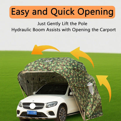 Car Port Portable Storage Shed Carport Canopy Carports Metal Carport Round Style Outdoor Storage Shed Lockable for Automotive Use Anti-Snow Waterproof(Gray)
