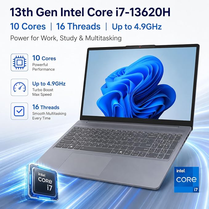 Lenovo New 15.3" WUXGA Business Laptop, Intel Core i7-13620H (Beats i7-1355U), 24GB DDR5 RAM, 1TB SSD, Intel UHD Graphics, Wi-Fi 6, Windows 11 Pro, Computer for Work, Study & Productivity